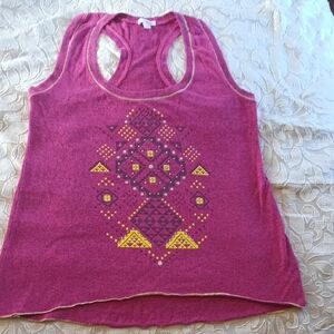 BONGO Women's Tank Top with Geometric Design - Purple and Yellow
